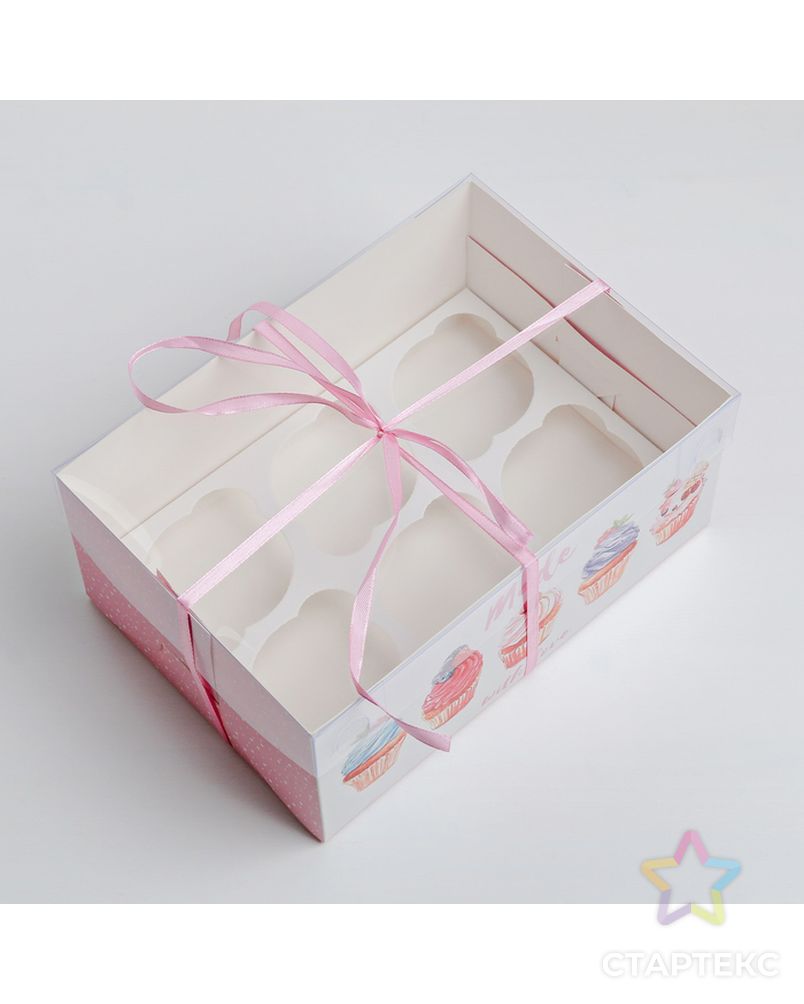 Коробка для капкейка Made with love, 23 × 16 × 10 см арт. СМЛ-62228-1-СМЛ0003822517 3