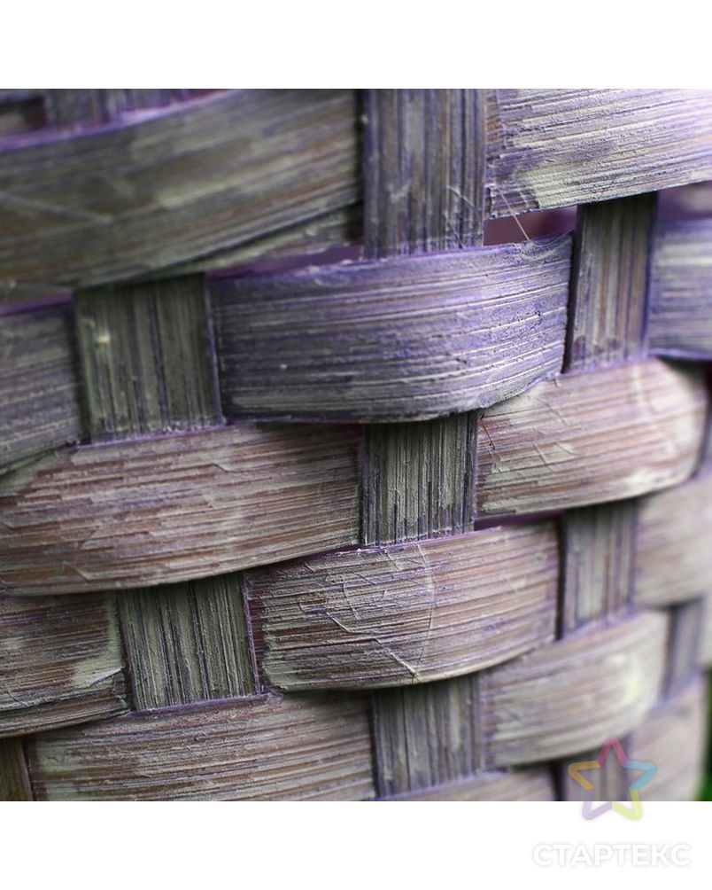 Корзина плетеная бамбук, D13xH9,5/28см светло-фиолетовая арт. СМЛ-58767-1-СМЛ0003823261 3