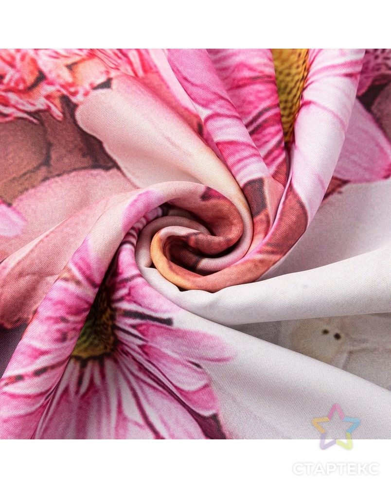 Комплект штор «Ламбрекен из цветов», размер - штора (147х267 см), тюль (294х160 см), габардин арт. СМЛ-14764-1-СМЛ3831764