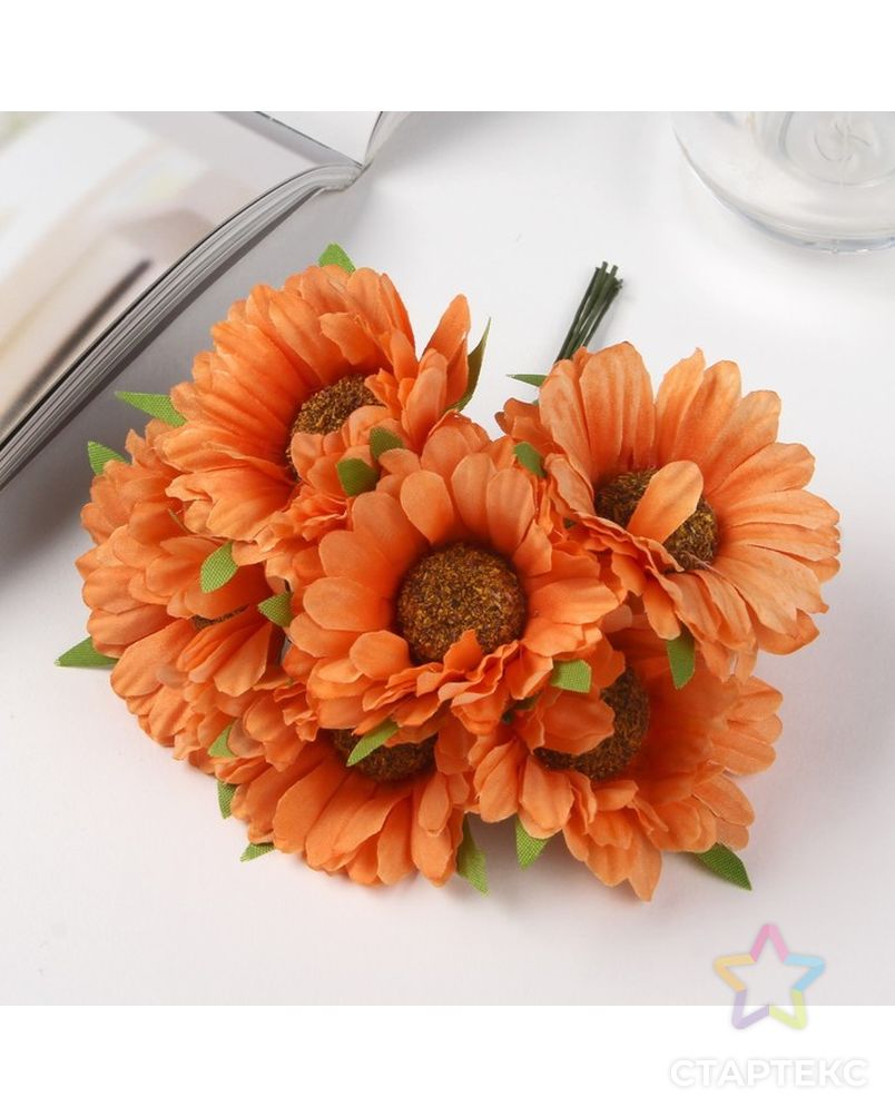 Цветы для декорирования "Оранжевое море" 1 букет=6 цветов 16х9 см арт. СМЛ-26578-1-СМЛ3852361