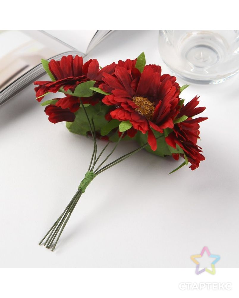 Цветы для декорирования "Бордовая страсть" 1 букет=6 цветов 16х9 см арт. СМЛ-26580-1-СМЛ3852363 2
