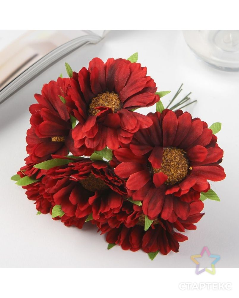 Цветы для декорирования "Бордовая страсть" 1 букет=6 цветов 16х9 см арт. СМЛ-26580-1-СМЛ3852363 3