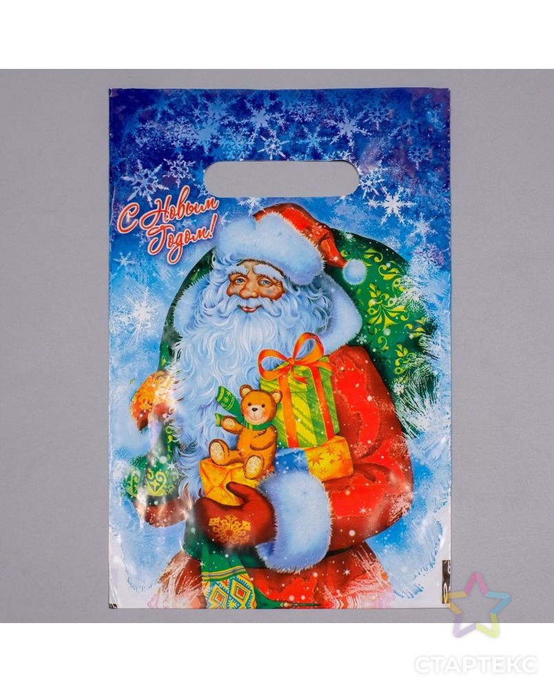 Пакет полиэтиленовый "Новогодняя метель" с вырубной ручкой, 20 х 30 см , 30 мкм арт. СМЛ-59907-1-СМЛ0003856204 1