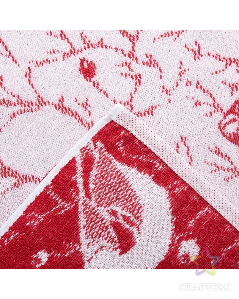 Полотенце махровое Privilea «Снегири», 50х90 см, красный, хлопок арт. СМЛ-15093-1-СМЛ3862374