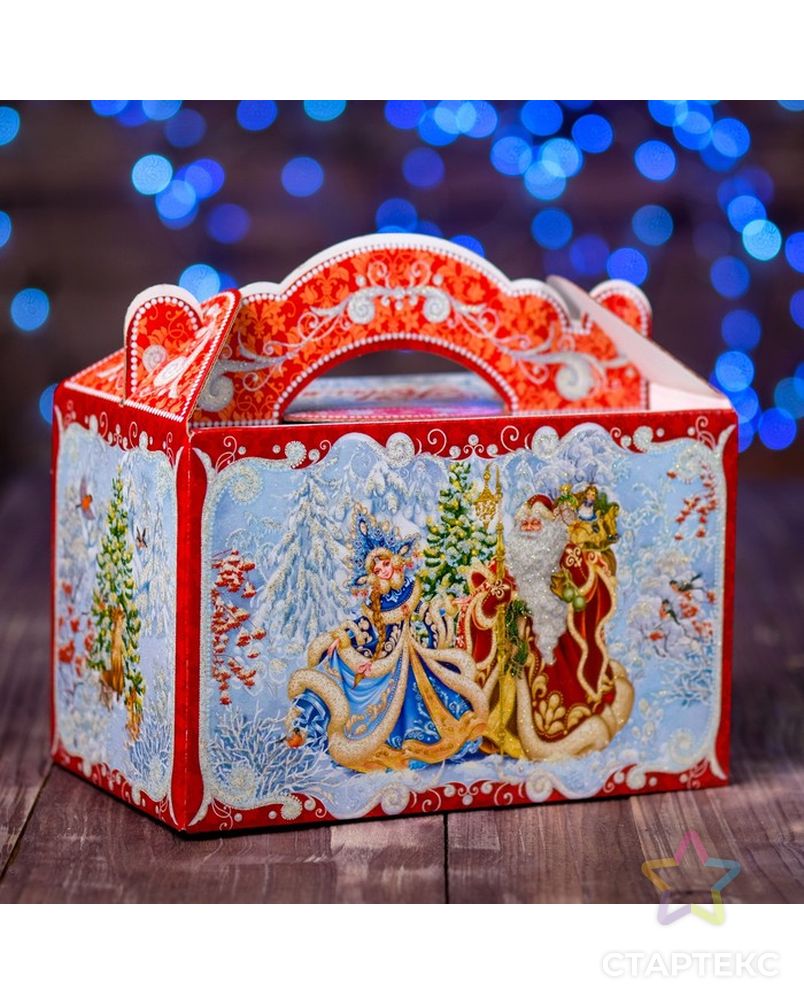 Подарочная коробка "Снегурочка и Дед Мороз", 20 x 12 x 19 см арт. СМЛ-73790-1-СМЛ0003865549 1
