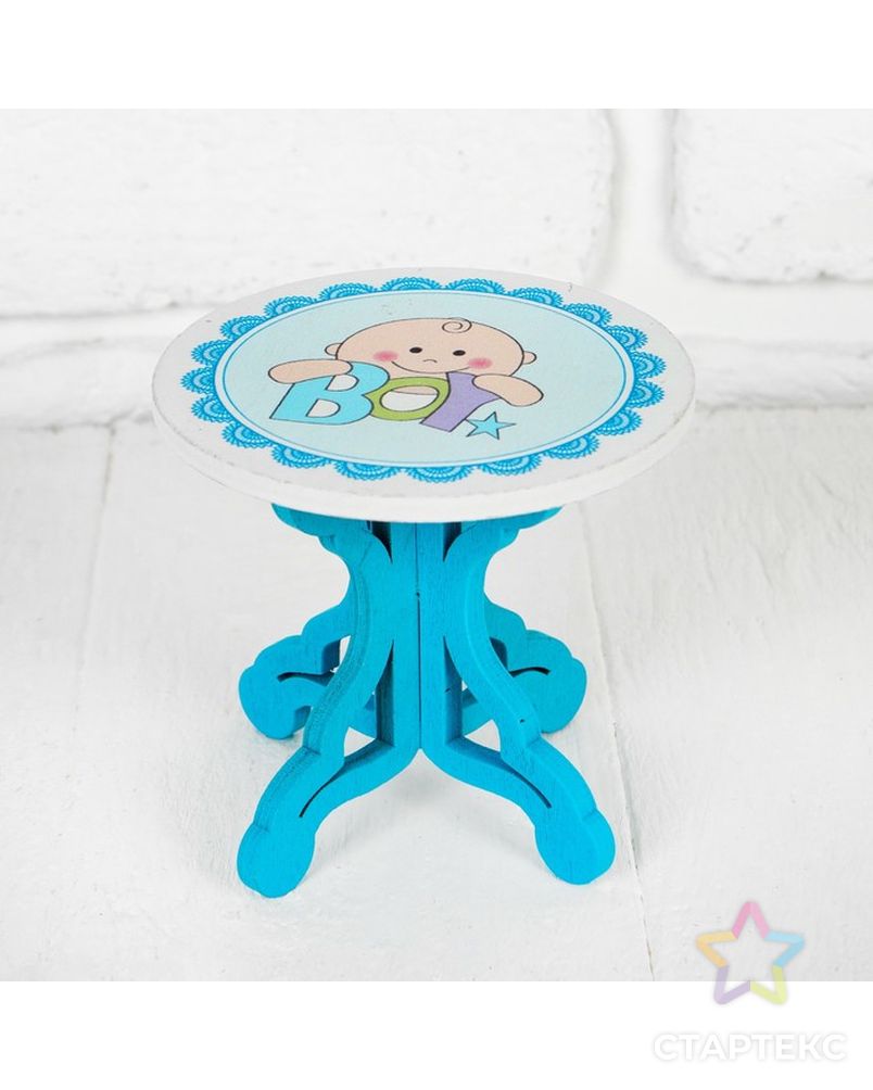 Столик для кукол "В голубом цвете" р.9х8х9 см арт. СМЛ-15164-1-СМЛ3866402