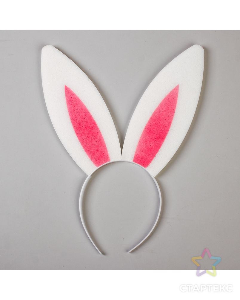 Карнавальный ободок "Уши зайца", поролон, цвет бело-розовый арт. СМЛ-107607-1-СМЛ0003869670