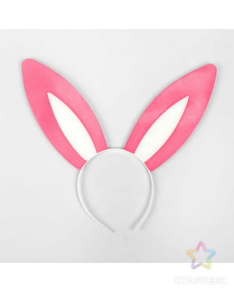 Карнавальный ободок "Уши зайца", поролон, цвет бело-розовый арт. СМЛ-107607-1-СМЛ0003869670