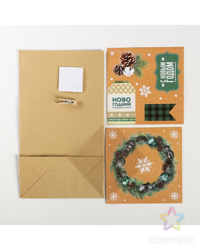 Пакет подарочный «Новогодний подарочек», набор для создания, 15.5 × 28.5 см арт. СМЛ-15350-1-СМЛ3877083