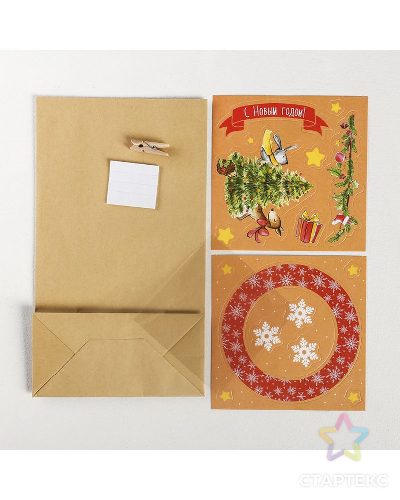 Пакет подарочный «Новогодний переполох», набор для создания, 15.5 × 28.5 см арт. СМЛ-15351-1-СМЛ3877084 2