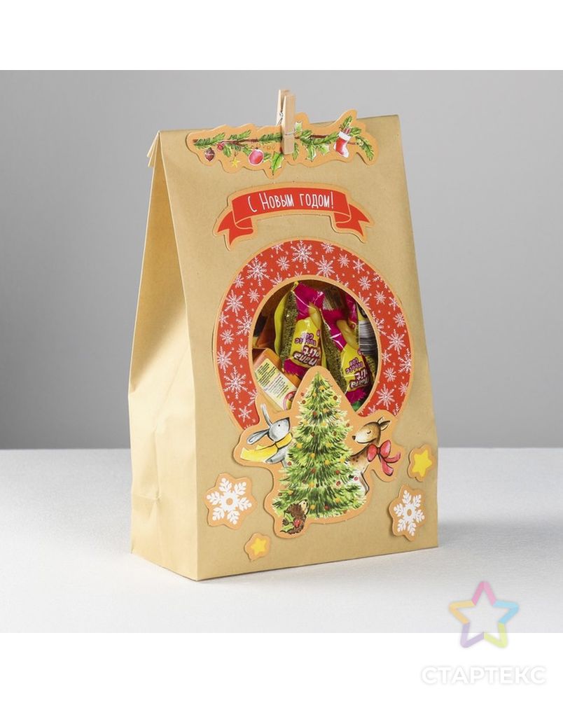 Пакет подарочный «Новогодний переполох», набор для создания, 15.5 × 28.5 см арт. СМЛ-15351-1-СМЛ3877084 4