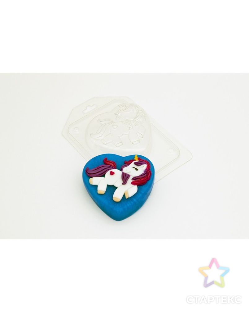 Пластиковая форма для мыла "Единорог на сердечке" 8,5х8 см арт. СМЛ-152923-1-СМЛ0003877688 1
