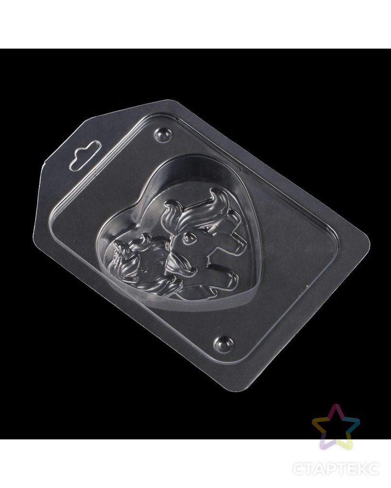 Пластиковая форма для мыла "Единорог на сердечке" 8,5х8 см арт. СМЛ-152923-1-СМЛ0003877688