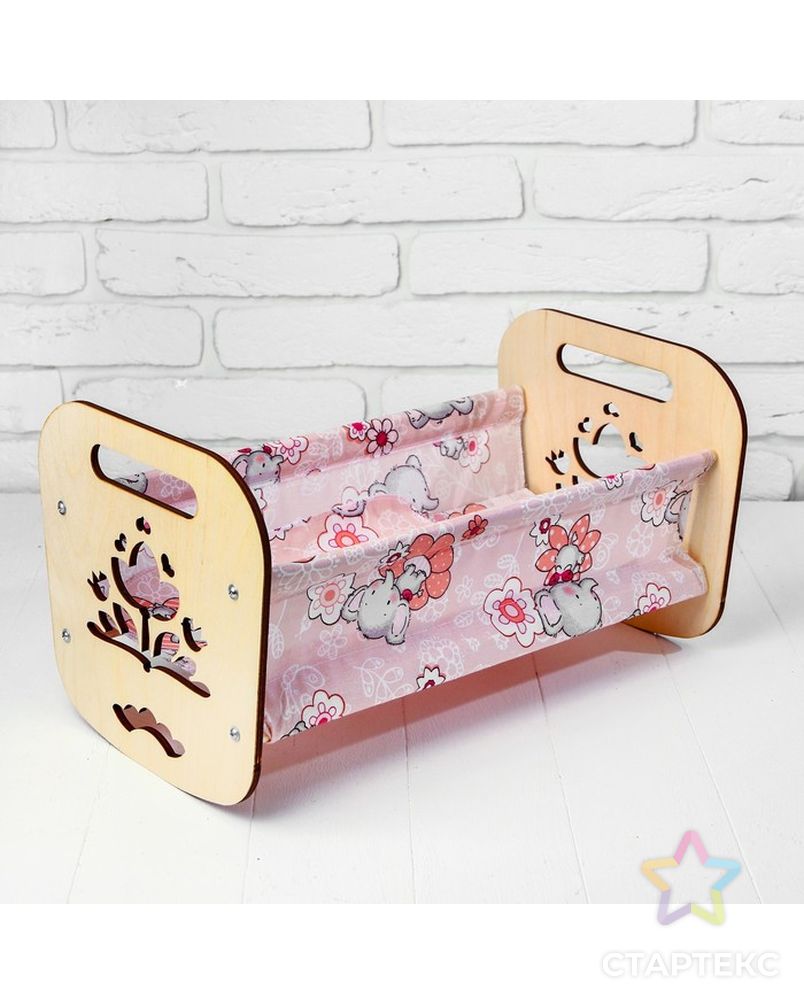 Кроватка деревянная для кукол «Катюша», 44 × 24 × 24 см, с постельным бельём арт. СМЛ-59685-1-СМЛ0003878372 2