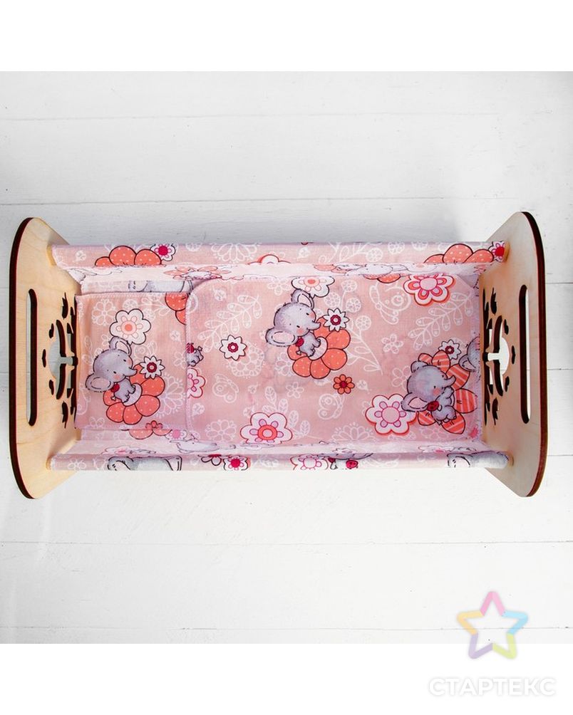 Кроватка деревянная для кукол «Катюша», 44 × 24 × 24 см, с постельным бельём арт. СМЛ-59685-1-СМЛ0003878372 3