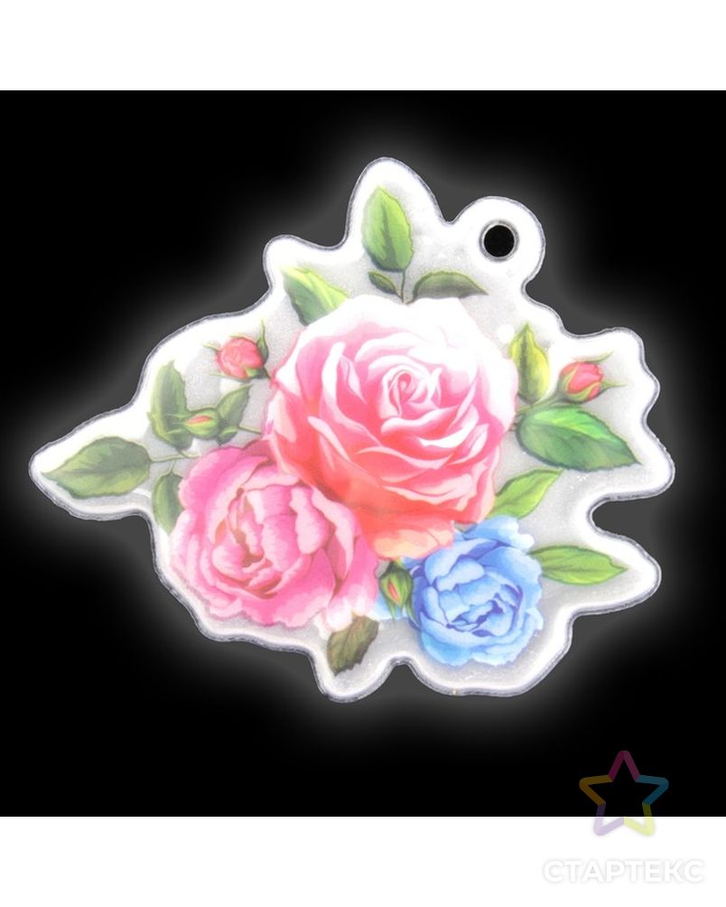 Светоотражающий элемент «Цветы», 5 × 6 см, розовый/синий/зелёный арт. СМЛ-15421-1-СМЛ3878763 2