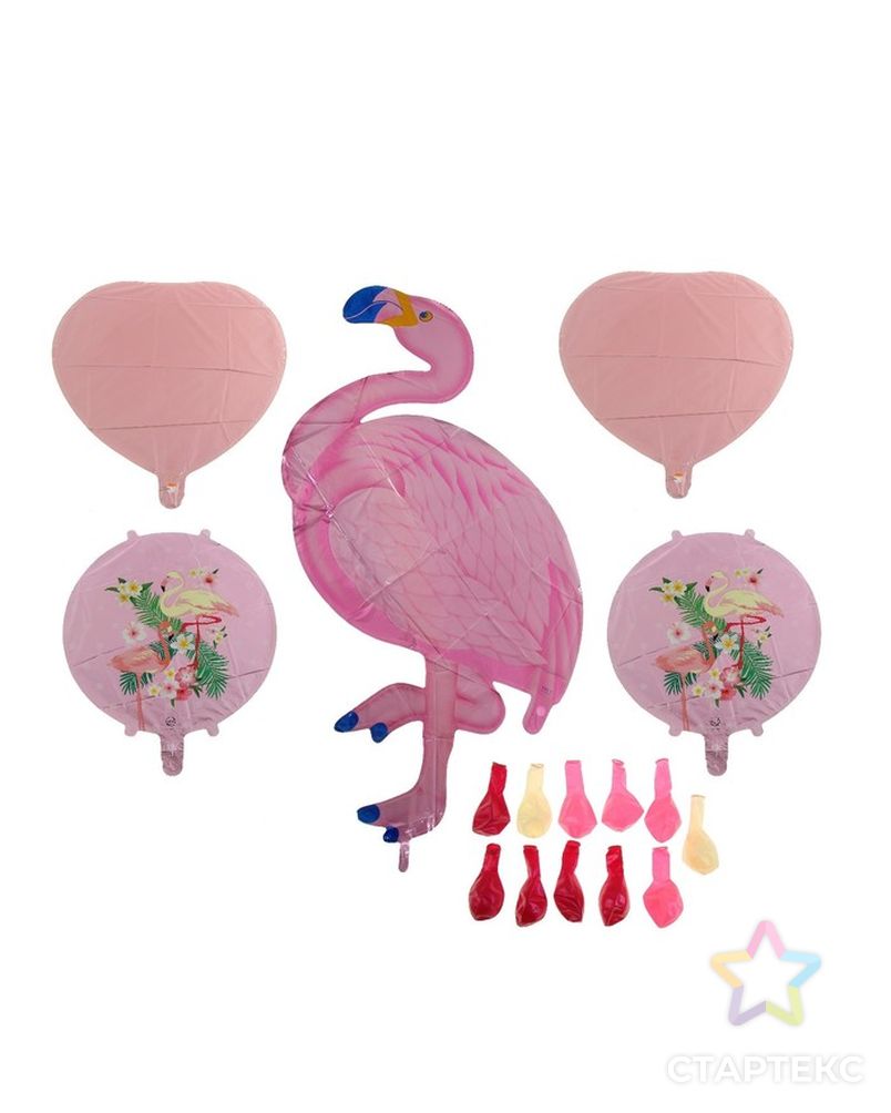 Букет из шаров «Фламинго», фольга, латекс, набор 16 шт., цвет голубой арт. СМЛ-98064-3-СМЛ0003885513 2
