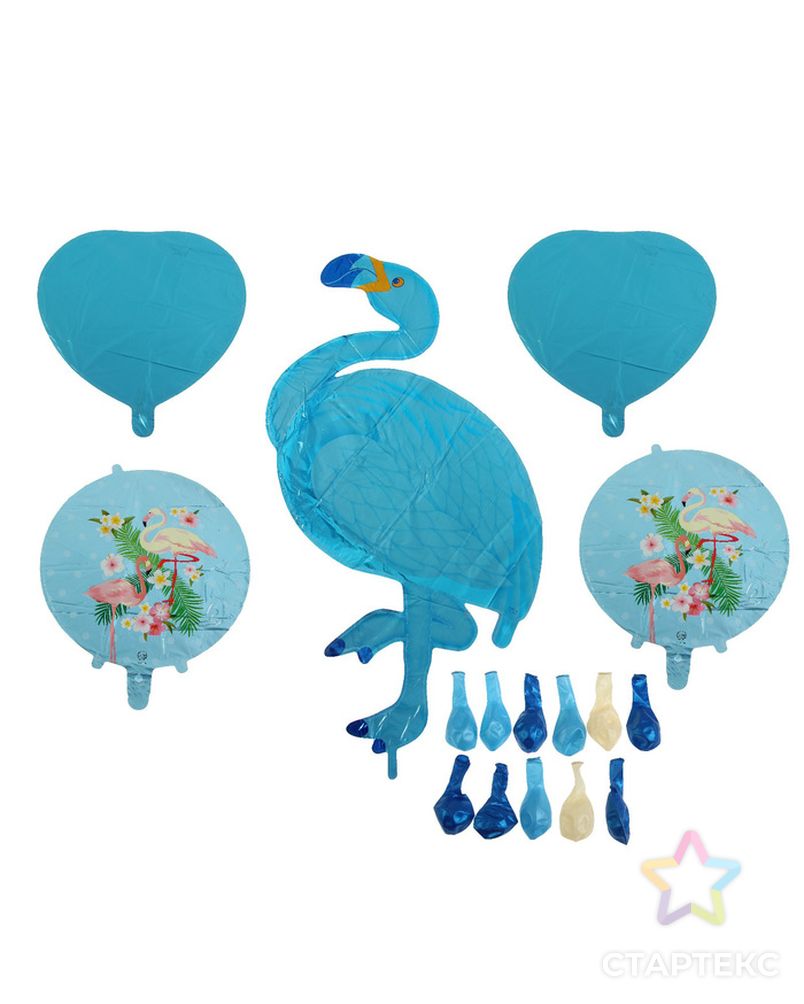 Букет из шаров «Фламинго», фольга, латекс, набор 16 шт., цвет голубой арт. СМЛ-98064-1-СМЛ0003885514 2