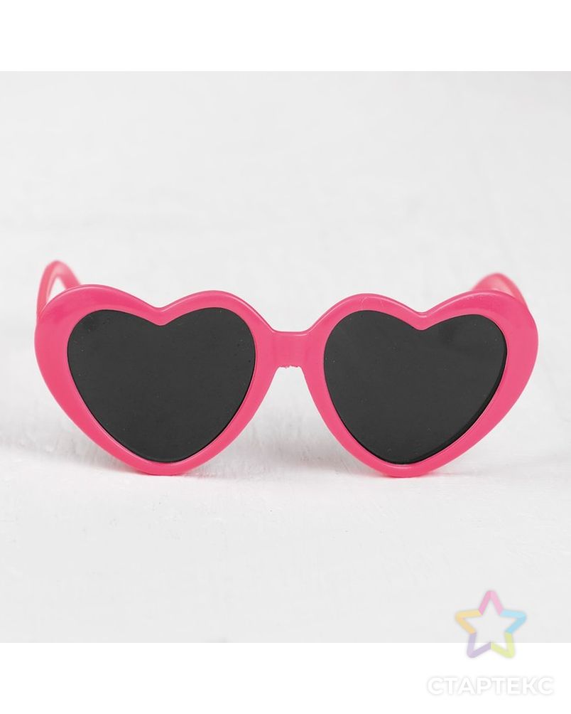 Очки для куклы "Сердечки", набор 2 шт, с темными и прозрачными линзами, цвет оправы розовый арт. СМЛ-15611-1-СМЛ3903955