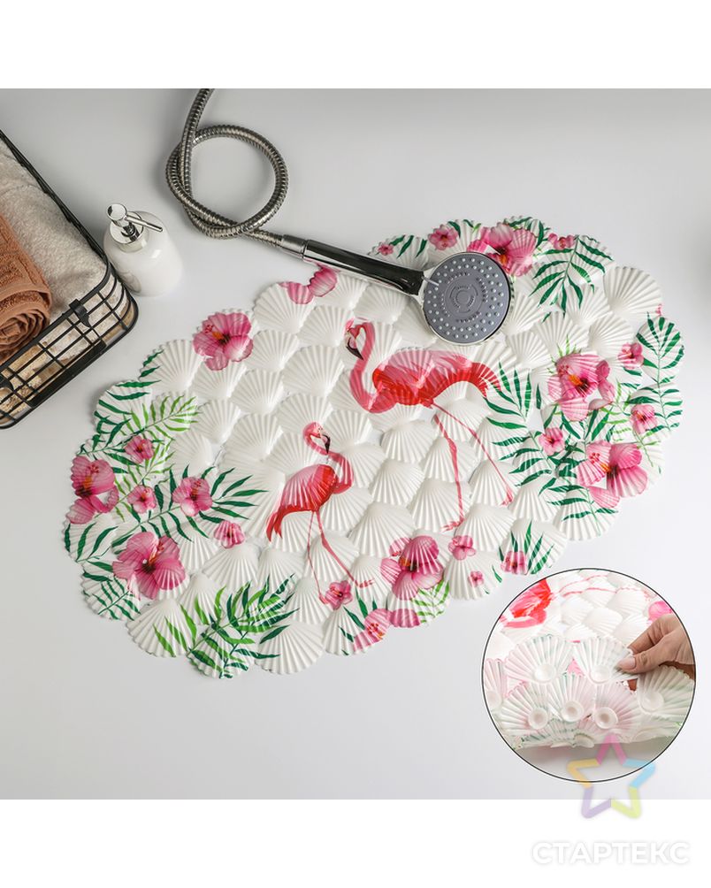 Коврик для ванны Доляна «Фламинго», 38×68 см арт. СМЛ-174697-1-СМЛ0003904366 1