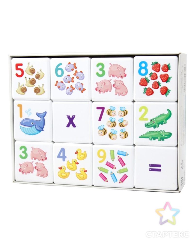 Кубики 12 шт «Кубики для умников. Арифметика» арт. СМЛ-60397-1-СМЛ0003908808 1