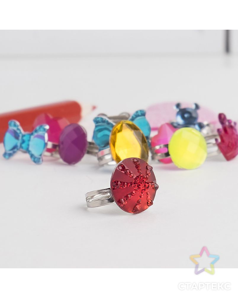 Кольцо детское "Выбражулька" радости, форма МИКС, цвет МИКС в серебре арт. СМЛ-32461-1-СМЛ3916565