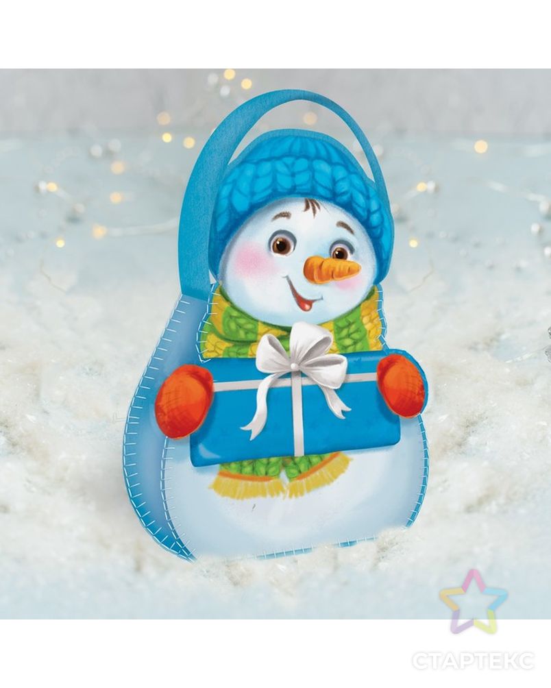 Новогодняя сумочка из фетра "Снеговик с подарочком" арт. СМЛ-15921-1-СМЛ3920137 1