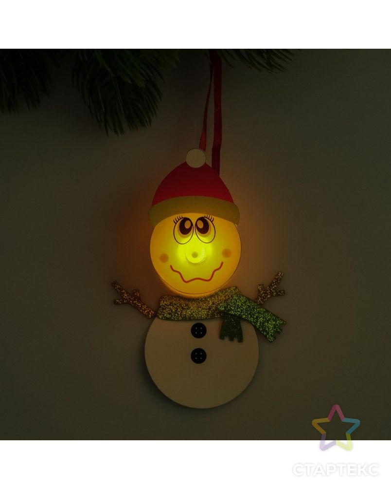 Набор для создания новогодней подвески со светом «Снеговик в шарфике» арт. СМЛ-15985-1-СМЛ3925189