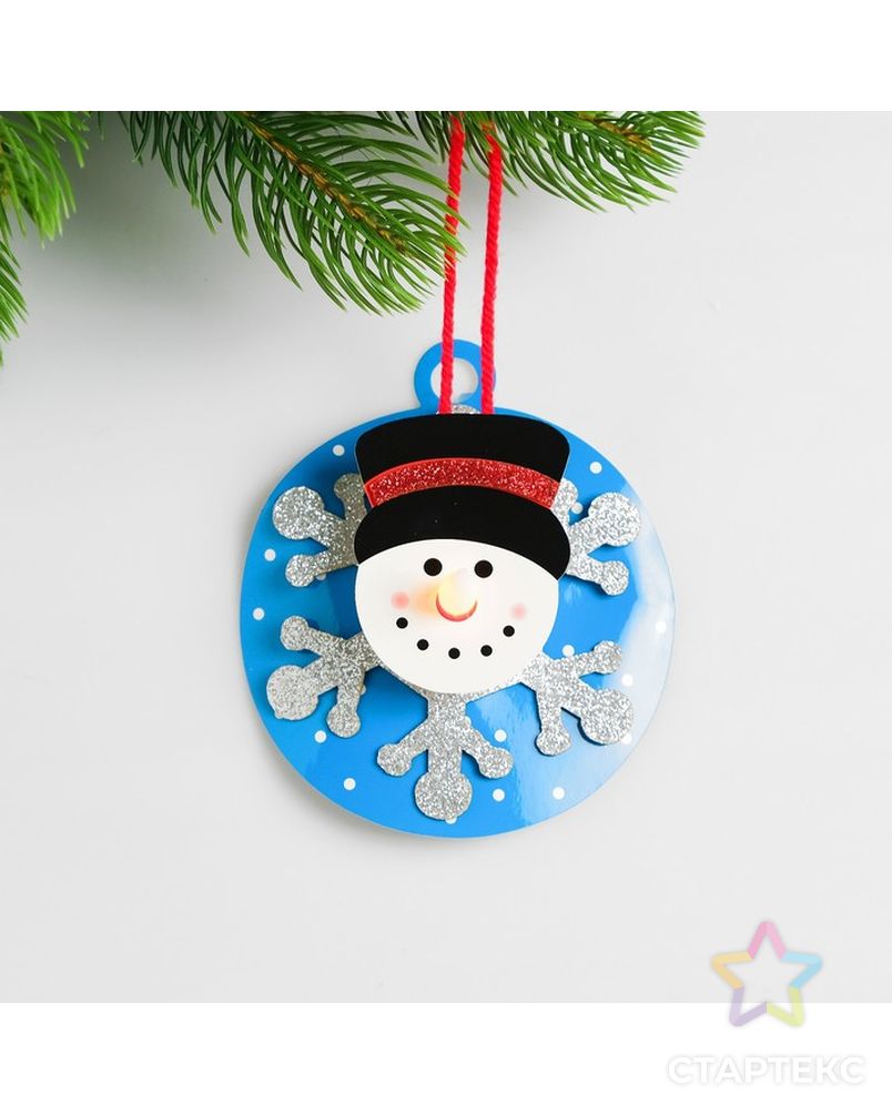 Набор для создания новогодней подвески со светом «Снеговик на шаре» арт. СМЛ-15988-1-СМЛ3925192 1