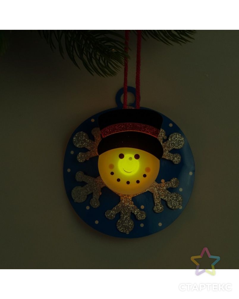 Набор для создания новогодней подвески со светом «Снеговик на шаре» арт. СМЛ-15988-1-СМЛ3925192