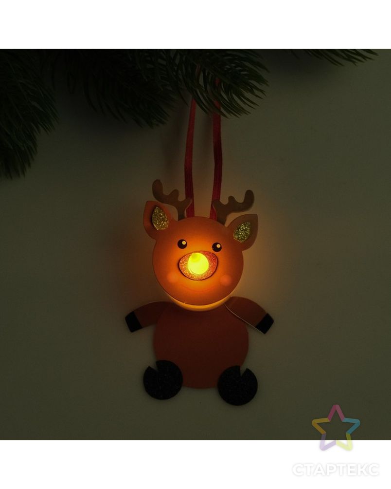 Набор для создания новогодней подвески со светом «Олень с бантиком» арт. СМЛ-15999-1-СМЛ3925203
