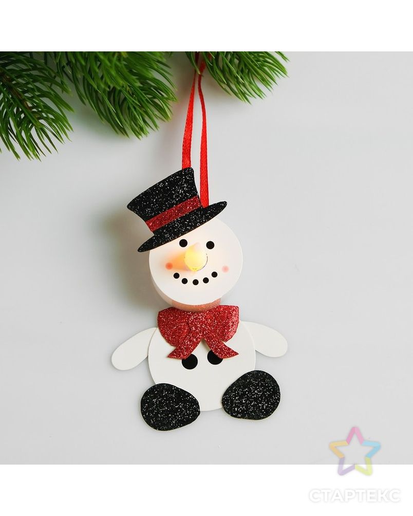 Набор для создания новогодней подвески со светом «Снеговик в шляпе» арт. СМЛ-16000-1-СМЛ3925204 1