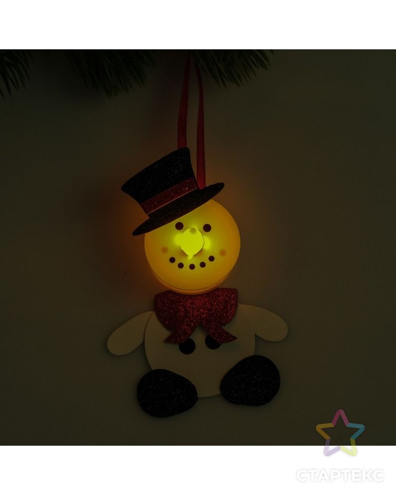 Набор для создания новогодней подвески со светом «Снеговик в шляпе» арт. СМЛ-16000-1-СМЛ3925204 2