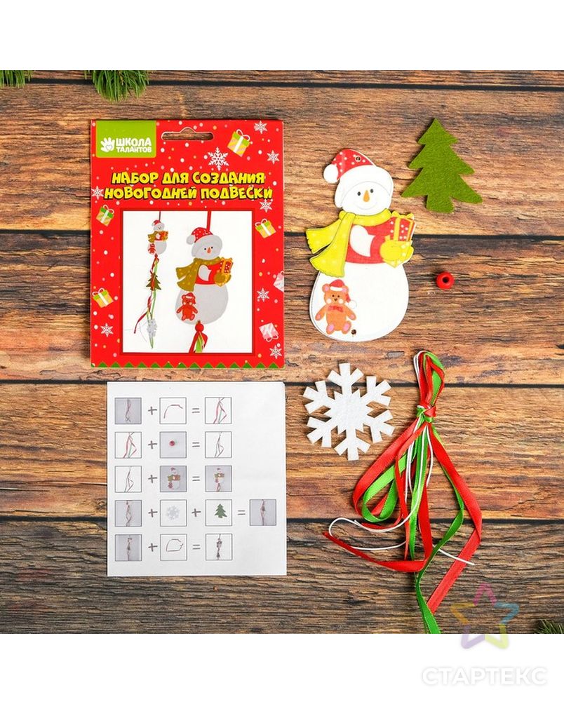 Набор для создания новогодней подвески «Снеговик с подарками» арт. СМЛ-16033-1-СМЛ3925237 3