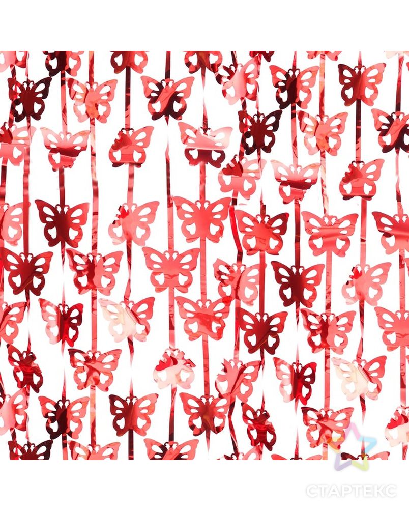 Праздничный занавес «Бабочки», 100х200 см, цвет красный арт. СМЛ-62884-1-СМЛ0003930178 3
