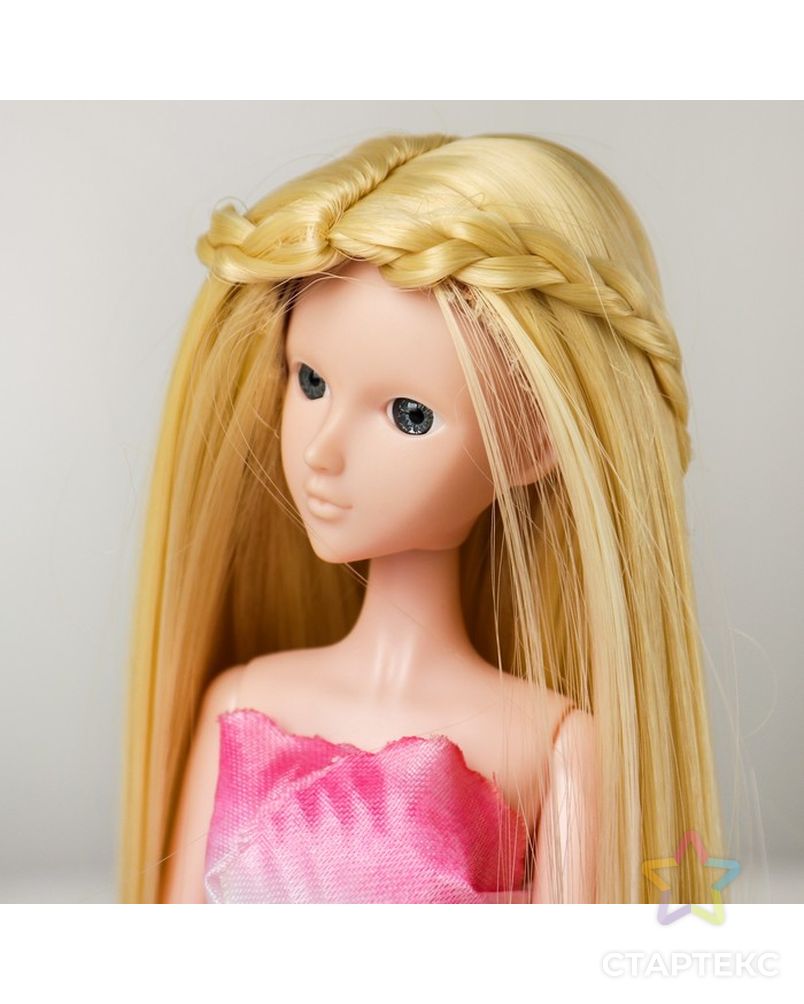 Волосы для кукол "Прямые с косичками" размер маленький, цвет 613 арт. СМЛ-16175-1-СМЛ3934329 1