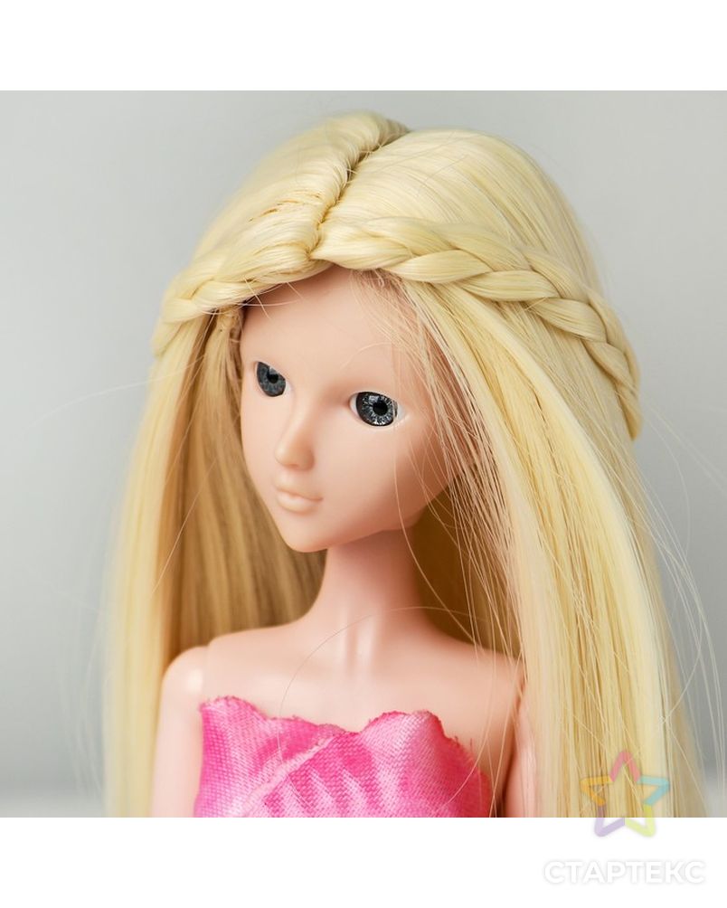 Волосы для кукол "Прямые с косичками" размер маленький, цвет 613А арт. СМЛ-16177-1-СМЛ3934331 1