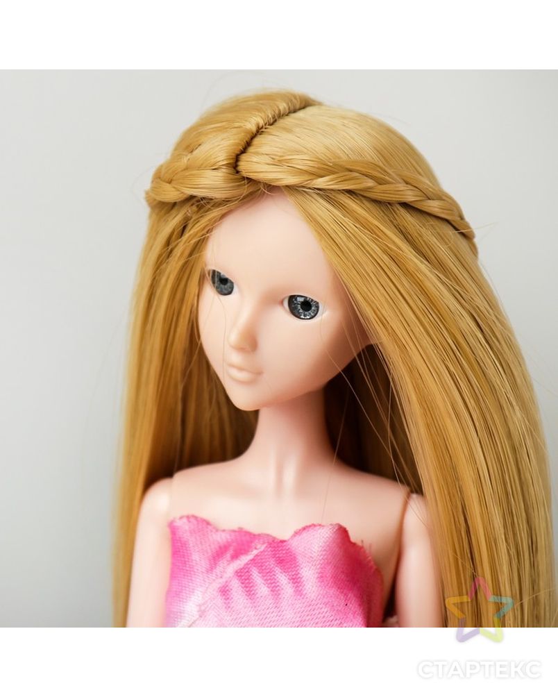 Волосы для кукол "Прямые с косичками" размер маленький, цвет 86 арт. СМЛ-16178-1-СМЛ3934332 1