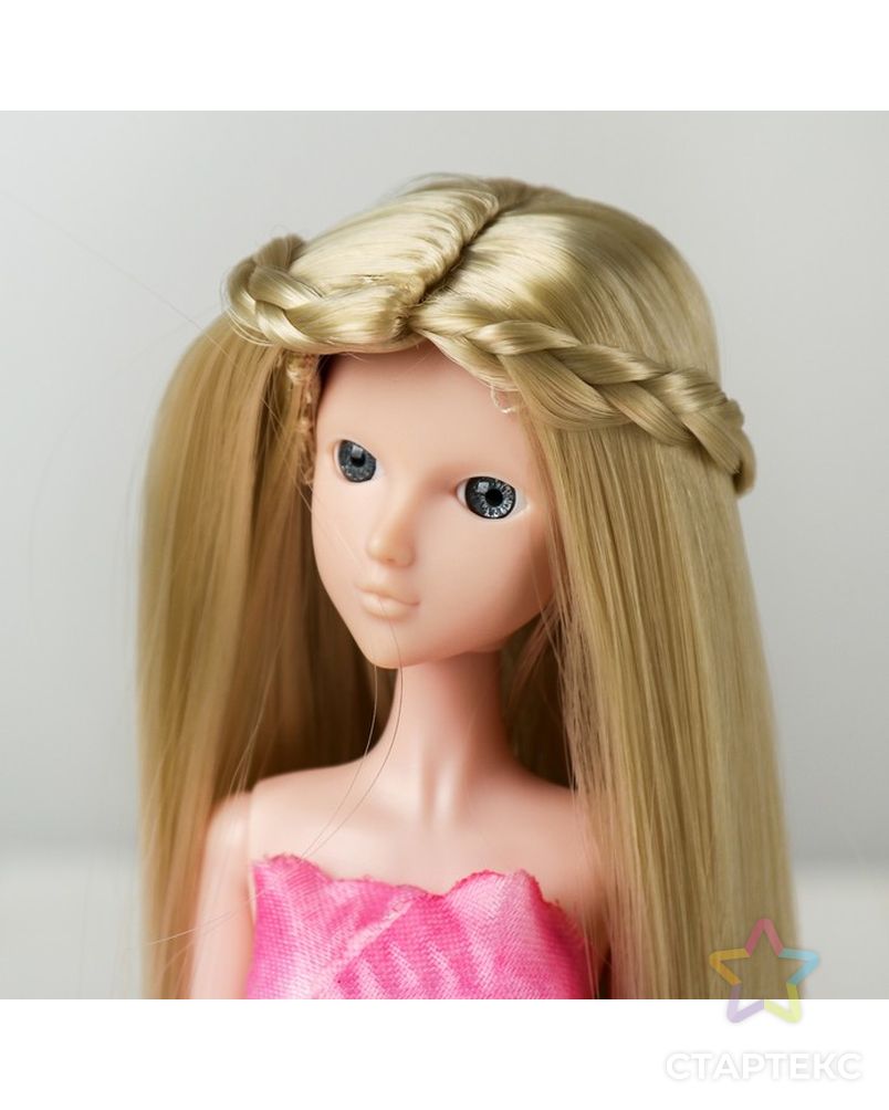 Волосы для кукол "Прямые с косичками" размер маленький, цвет 88 арт. СМЛ-16179-1-СМЛ3934333 1