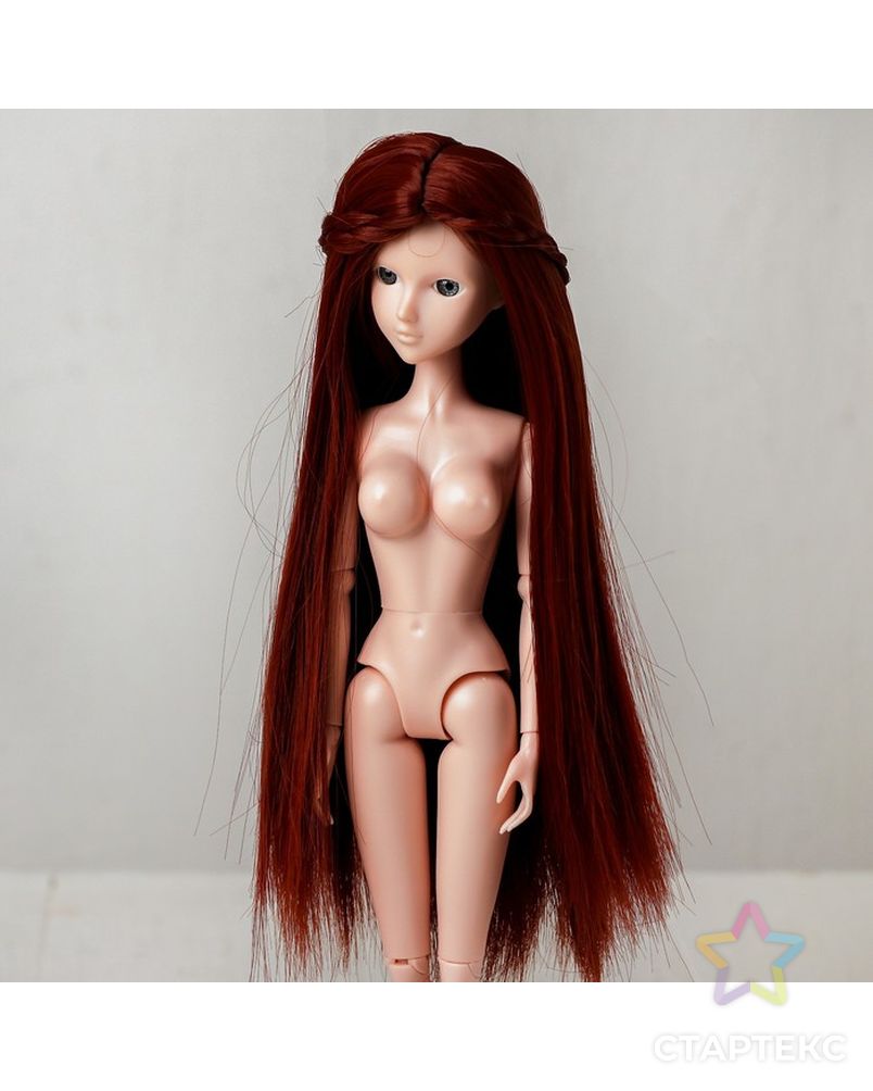 Волосы для кукол "Прямые с косичками" размер маленький, цвет 350 арт. СМЛ-16180-1-СМЛ3934334