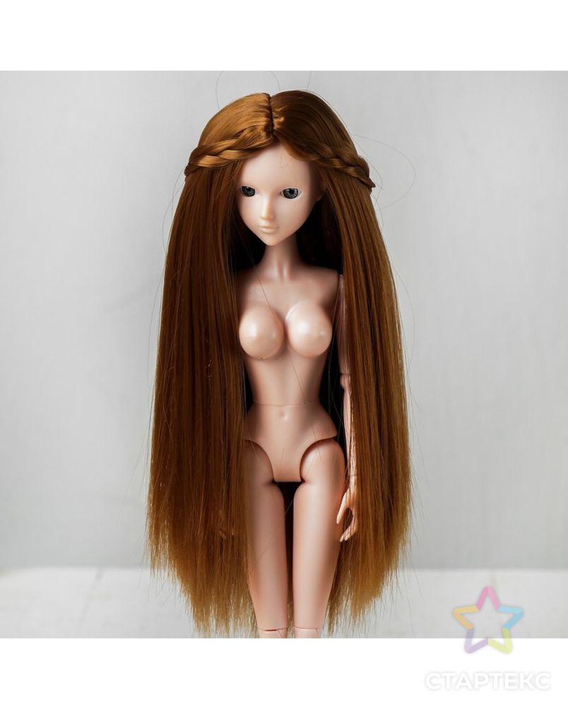 Волосы для кукол "Прямые с косичками" размер маленький, цвет 28 арт. СМЛ-16182-1-СМЛ3934336