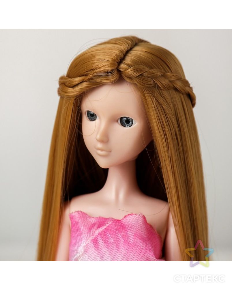 Волосы для кукол "Прямые с косичками" размер маленький, цвет 27 арт. СМЛ-16183-1-СМЛ3934337 1
