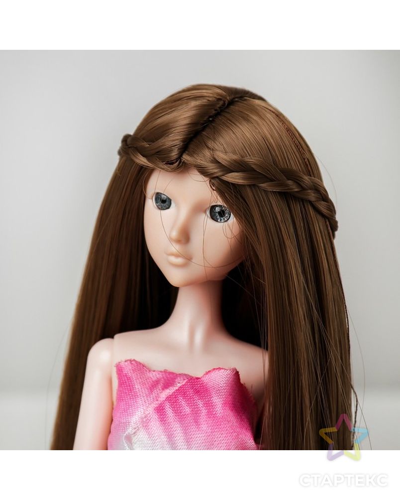 Волосы для кукол "Прямые с косичками" размер маленький, цвет 18Т арт. СМЛ-16185-1-СМЛ3934339 1