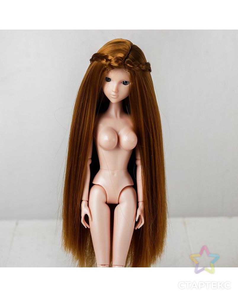 Волосы для кукол "Прямые с косичками" размер маленький, цвет 16А арт. СМЛ-16186-1-СМЛ3934340