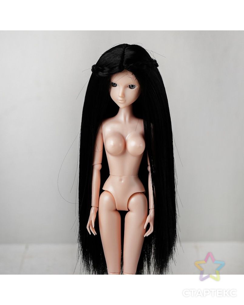 Волосы для кукол "Прямые с косичками" размер маленький, цвет 1 арт. СМЛ-16187-1-СМЛ3934341 2