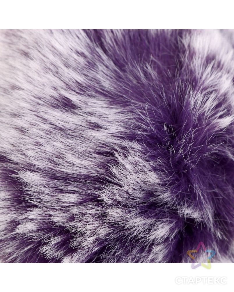 Помпон искусственный мех "Фиолетовый с белыми кончиками" д.9 см арт. СМЛ-16430-1-СМЛ3950327 2