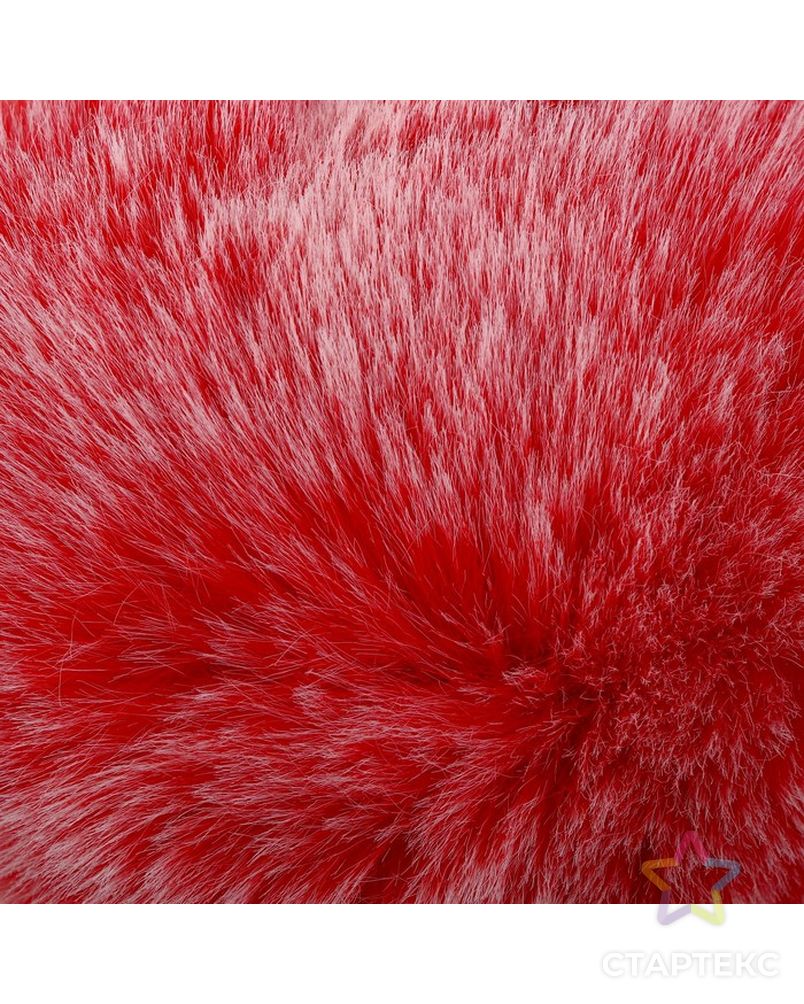 Помпон искусственный мех "Красный с белыми кончиками" д.9 см арт. СМЛ-16432-1-СМЛ3950329
