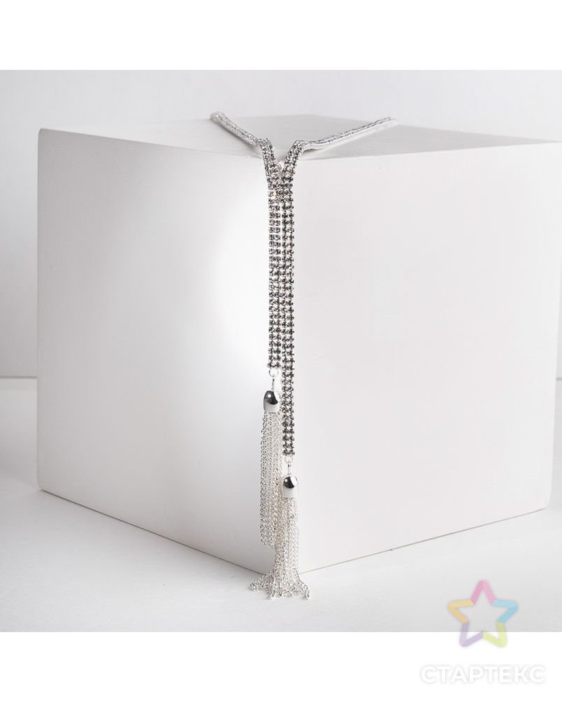 Набор 2 предмета: серьги, кулон "Элегентность" кисточки, цвет белый в серебре, 100 см арт. СМЛ-26689-1-СМЛ3952609 2