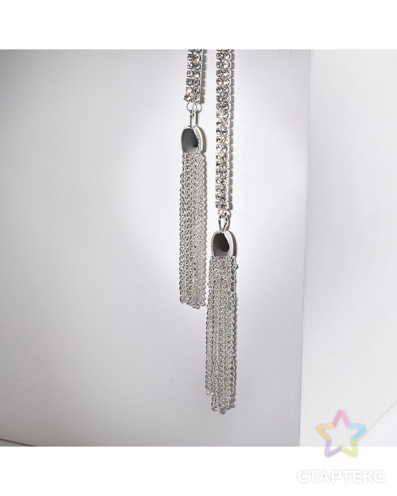 Набор 2 предмета: серьги, кулон "Элегентность" кисточки, цвет белый в серебре, 100 см арт. СМЛ-26689-1-СМЛ3952609 3