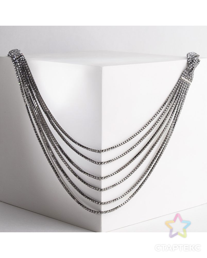 Набор 2 предмета: серьги, колье "Элегантность" косичка, цвет белый в серебре, 100 см арт. СМЛ-29162-1-СМЛ3952611 1